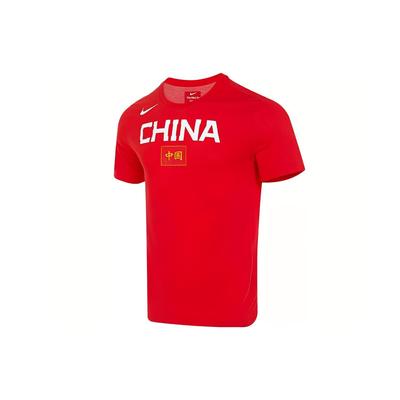 China Team Dri-FIT Basketball World Cup Letter Print Vintage Dopamine Sports Short Sleeve T-Shirt Men Tops Red BQ3729-637