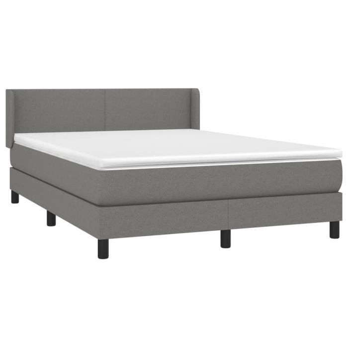 3129546 vidaXL Divan Bed with Mattress Dark Grey 140x190cm Fabric