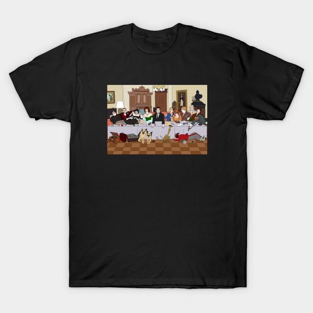 Men Black Print T-shirt The Last Supper At Boddy Mansion No-Cut Transfer Paper Print Cotton Tshirt S чёрный