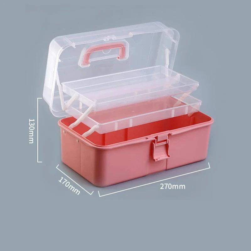 Three-Tier Folding Tool Box with Handle Extra Large Click-Clack Tool Case Nail Art Kit Art Student Storage Box XL 3130₽