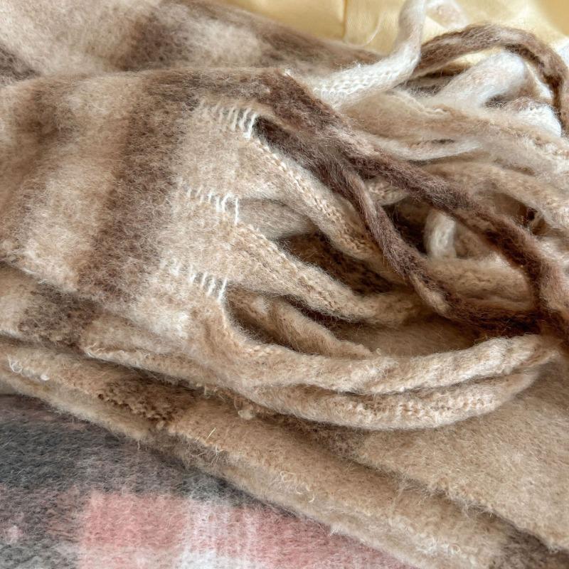 Autumn and winter new mohair scarf female Maillard shawl student couple thickened scarf