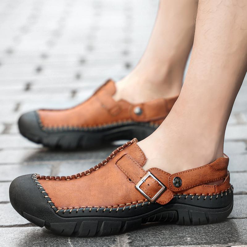 Fashion Men Sandals Soft Male Non-slip Outdoor Men's Sandals Anti-collision Casual Shoes Plus Big Size 48 Slip On Shoes Leather Platform