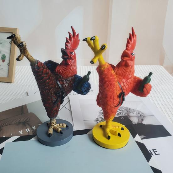 Yousheng Statua Koguta Kung Fu Żywica Figurka Pijanego Kurczaka Sztuka Stołowa Rzeźba Koguta do Domu Biura Biurka Półki Dekoracja Wewnętrzna Zewnętrzna Parapetówka