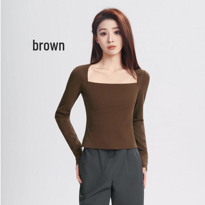 Women s Square Neck Long Sleeve Dance Training Top L