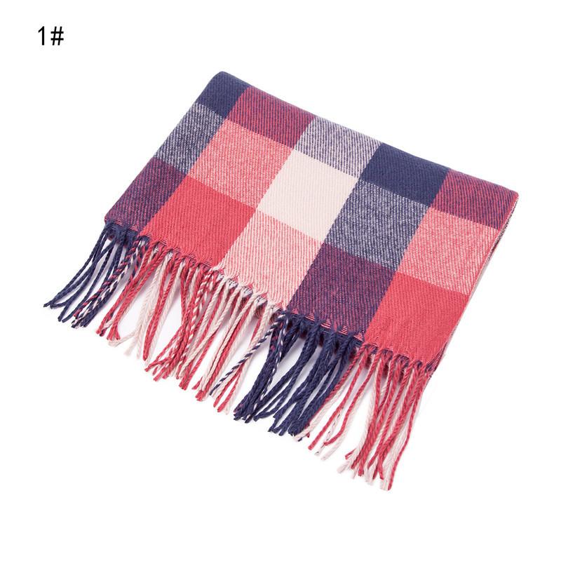 Amazon Europe, America, autumn and winter imitation cashmere red grid double-sided color grid fringed scarf women s scarf plus shawl 200X65cm