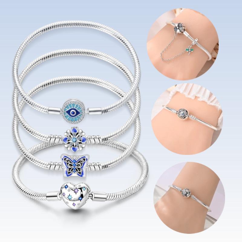 100% Silver Bracelet Fit Original Design Beads Charms DIY Jewelry Making Dazzling CZ Chain Bracelet For Women