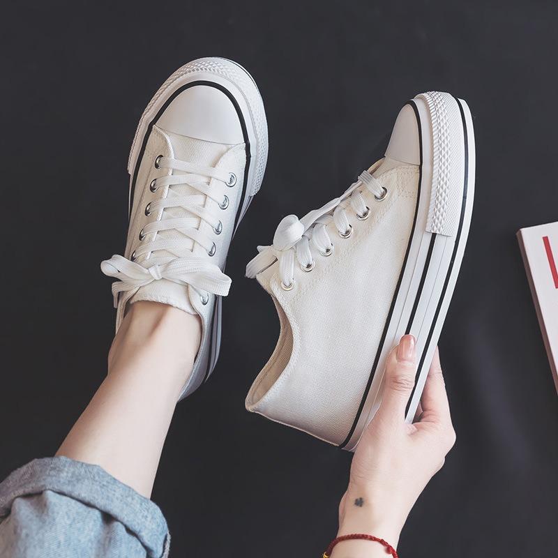 Spring new thick-soled inner height-increasing canvas shoes women's retro versatile classic little white shoes cloth shoes college style muffin shoes