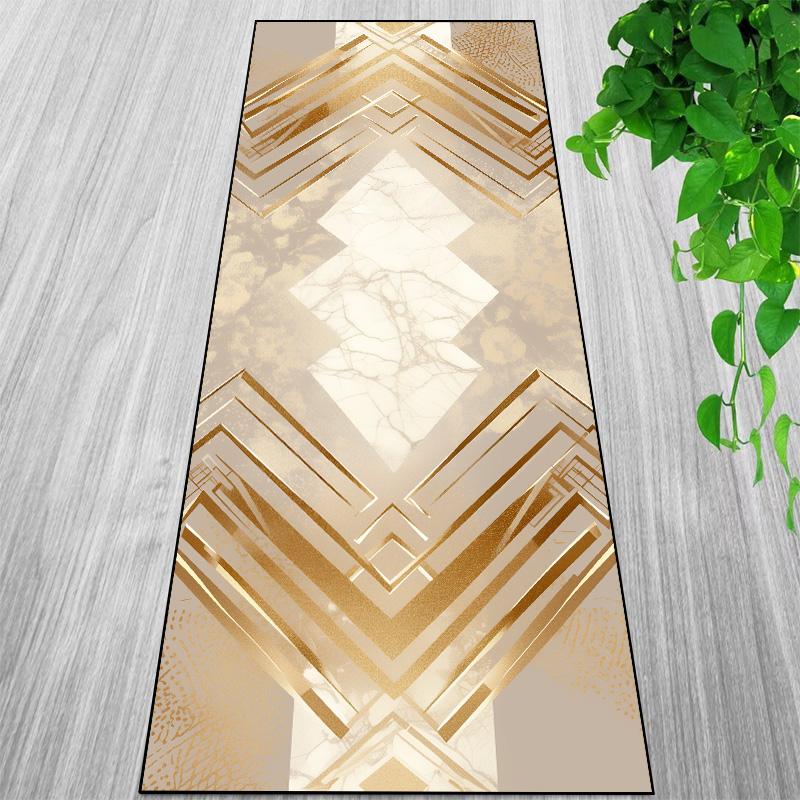 Europäischer Stil Luxus Gold Flur Teppich Mode Dekoration Heim Durchgangsteppiche Rutschfest Langer Teppichläufer Anpassbar