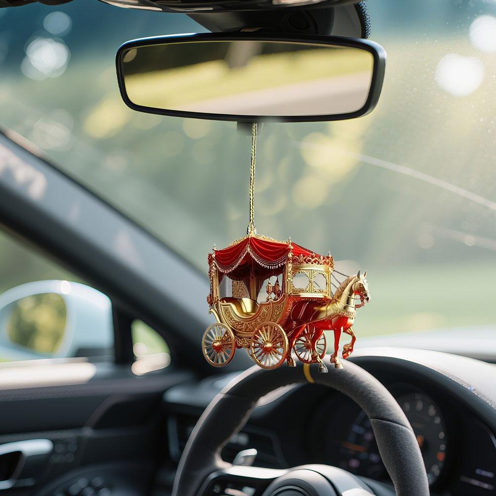 Christmas Creative Car Rearview Mirror Pendant Christmas Flat Acrylic Pendant Tree Carriage Decoration Home Christmas Decor Q4P3