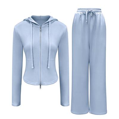 Completo da Yoga con Felpa con Cappuccio e Pantaloni a Gamba Larga da Donna