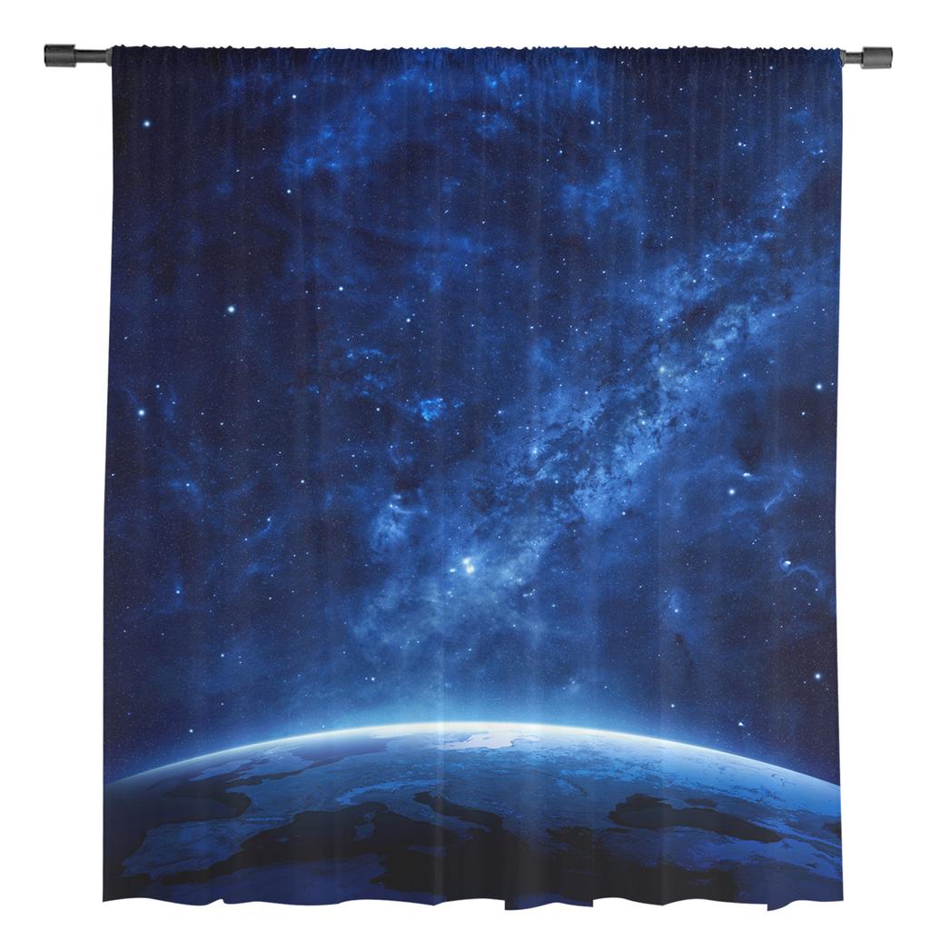 Weltraum Universum Fensterdekoration Tüll Moderne Transparente Vorhänge für Küche Wohnzimmer das Schlafzimmer Vorhänge Dekoration