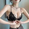 Black Lace Push-Up Bra With Leopard Print Lining