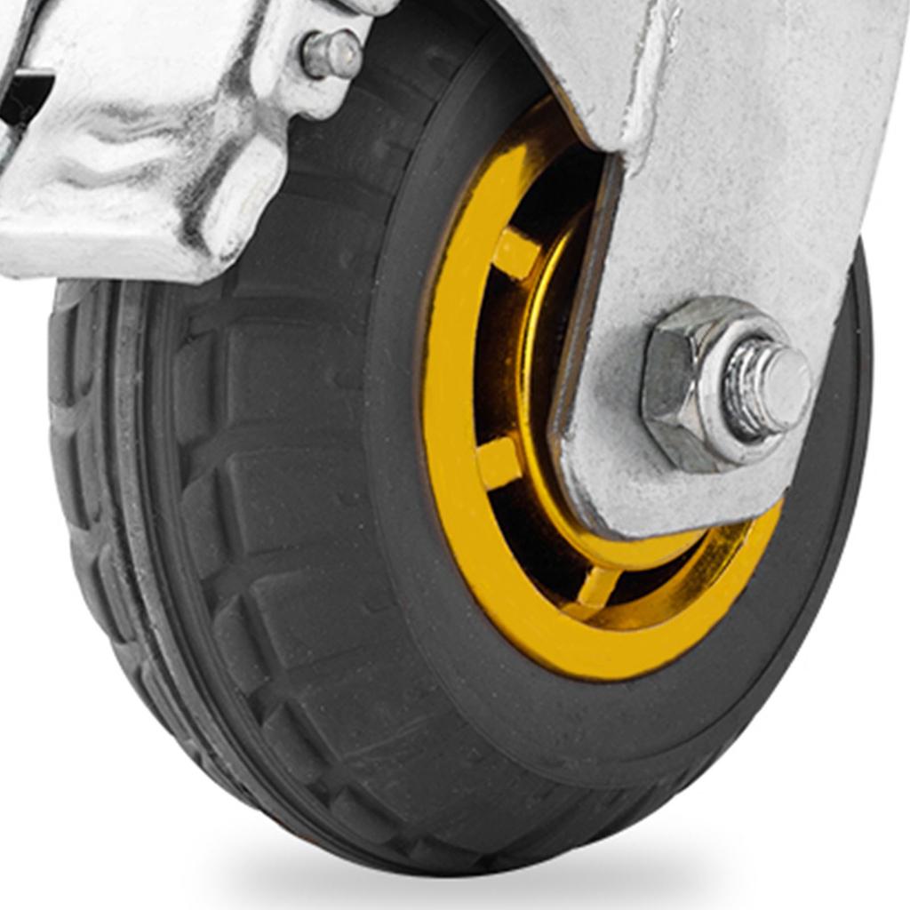 3 Zoll Universalrolle mit Bremse Schwerlast Industrie Leises Gummi-Rad für Flachwagen Transportwagen Anhänger