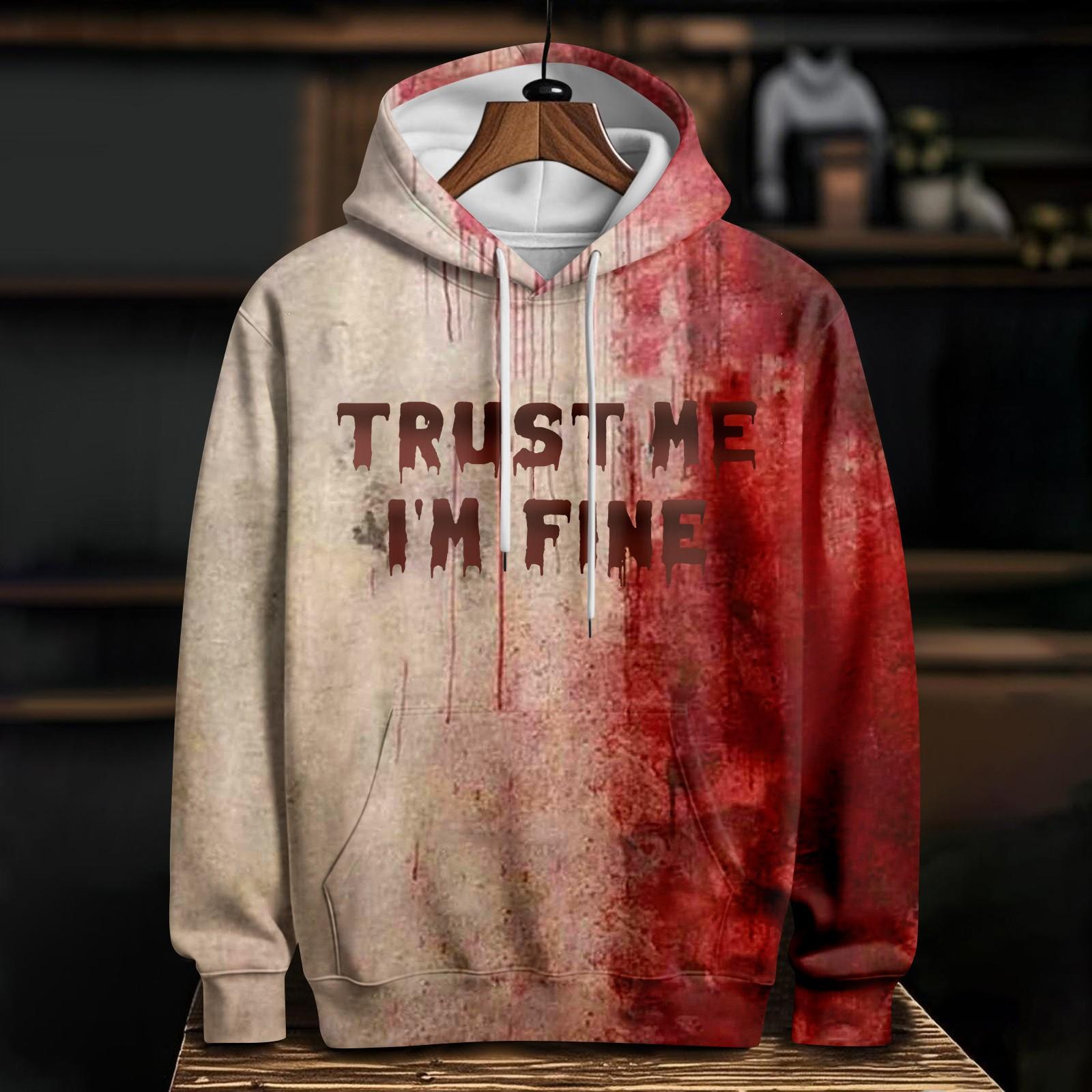 

Женский повседневный модный худи с длинным рукавом и принтом на Хэллоуин L бежевый