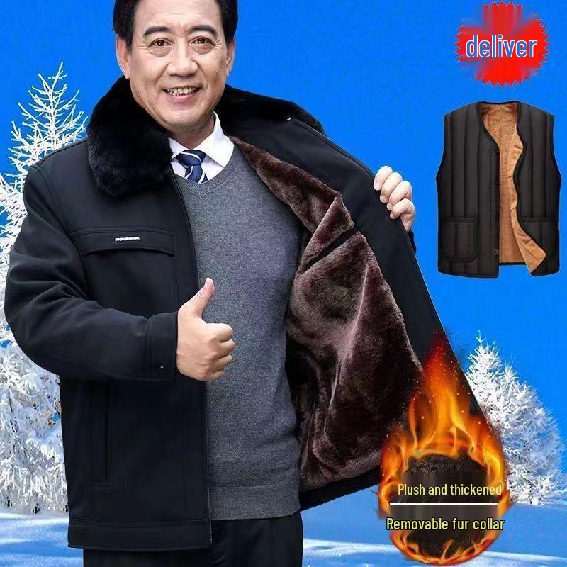 Men's Fleece-Lined Warm Cotton Coat: Thickened, Short Style for Autumn/Winter
