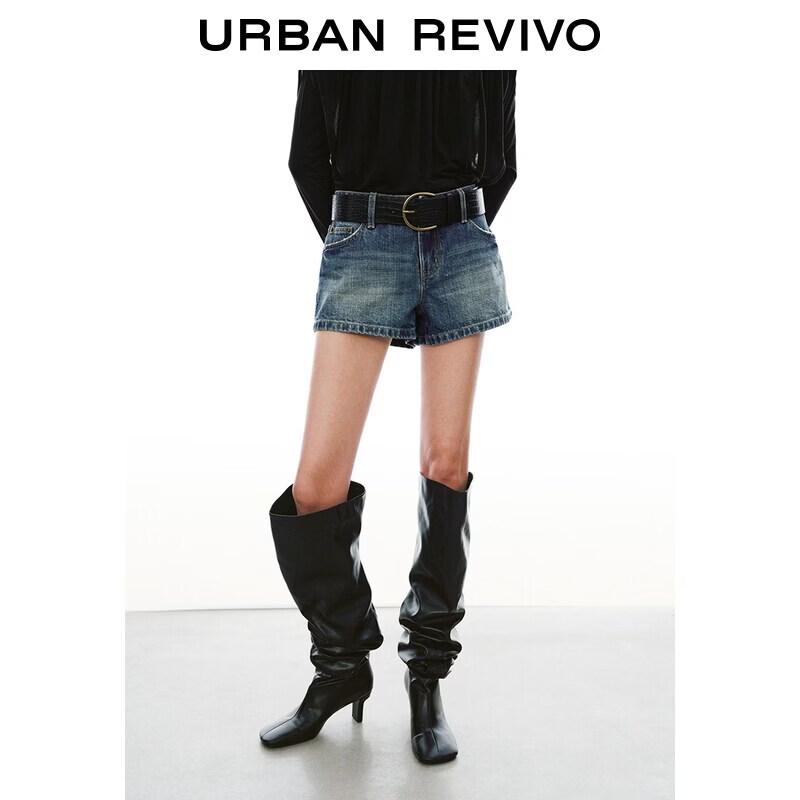UR2026 Women s Washed Denim Belted Shorts 28