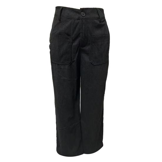 Women Pants Button Zipper Closure Straight Wide Leg Trousers with Pockets Solid Color Loose Fit Lounge Pants Daily Wear