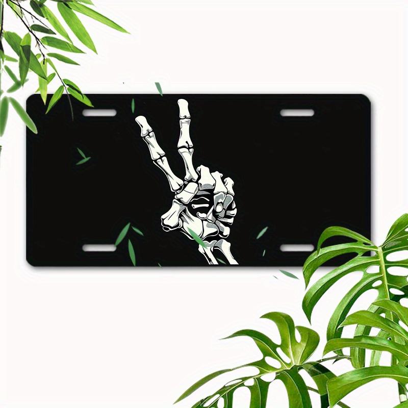 Aluminum Painting Skeleton Hand Peace Sign Gothic Metal Tin Sign Wall Decor For Home Bar Man Cave Skeleton Lover Gift Decoration 15x30cm(5.9x7.8inch)