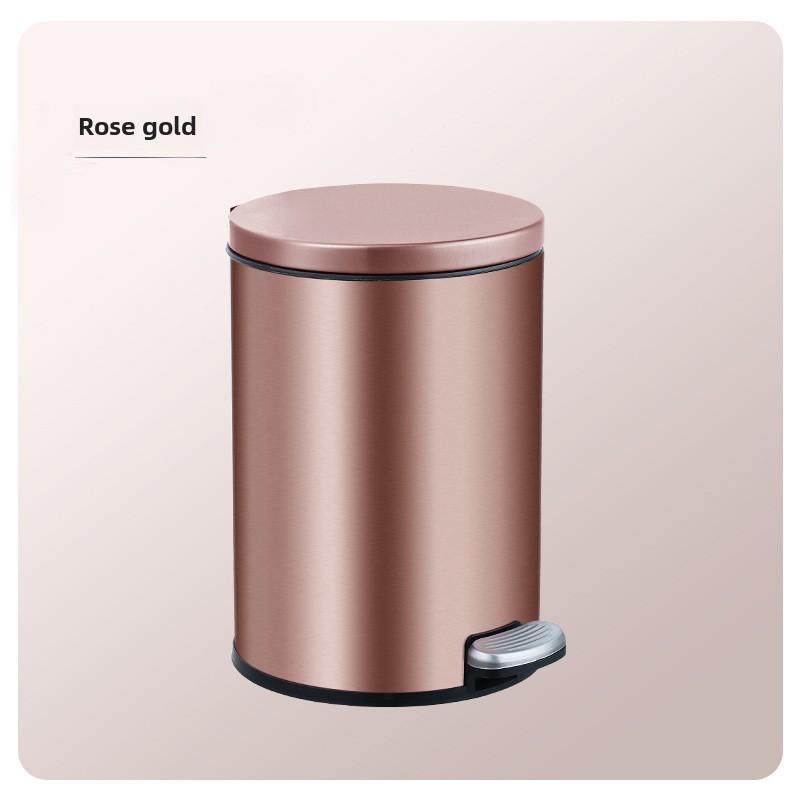 

Household Foot Pedal Rubbish Storage Basket Stainless Steel Garbage Bin Kitchen Bathroom Large Capacity Trash Can розового золота