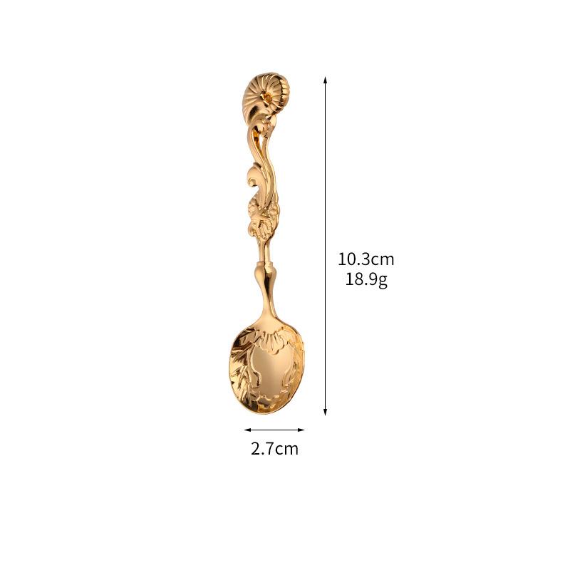 Zinc Alloy Stainless Steel Shell Shaped Spoon with Decorative Handle Designed for Kitchen Use and Table Serving Durable and Stylish Utensil One size