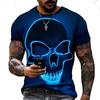 Summer Round Neck 3D Skull Print Top Fashionable Casual Short Sleeved Men's T-shirts