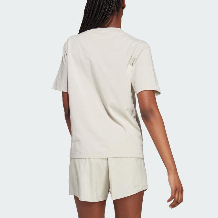 Adidas X Stella McCartney Truecasuals Regular Tee Solid Logo Round Neck Short Sleeve T-Shirt Women Tops Off-White IJ0569