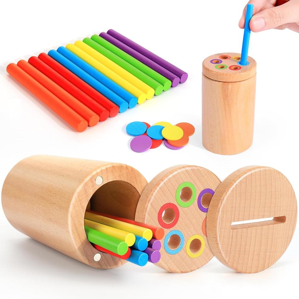 Wooden Color Sorting Matching Game Montessori Early Educational Sensory Toy Fine Motor Skills Sorting Toy For Toddlers Ages 3-6