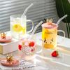 Ceramic Cover Borosilicate Glass Straw Cup 500ML Personality Cute Drinking Cup Large Capacity Mug with Lid