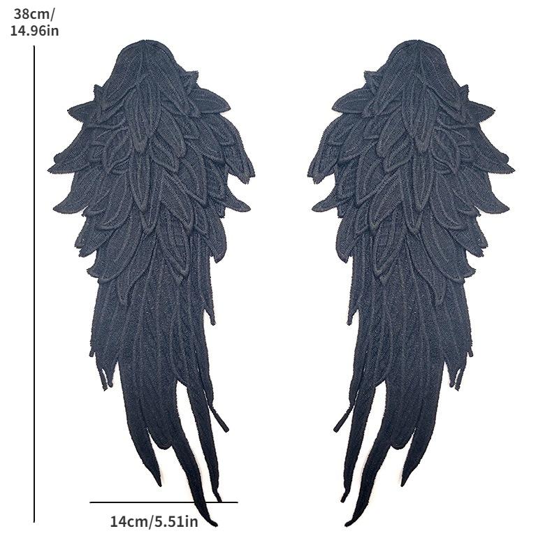 1Pair Gold Brown Embroidery Angel Wing Applique Sewing Flower Collar Patch for Wedding Party Gown Bridal Dress DIY Crafts