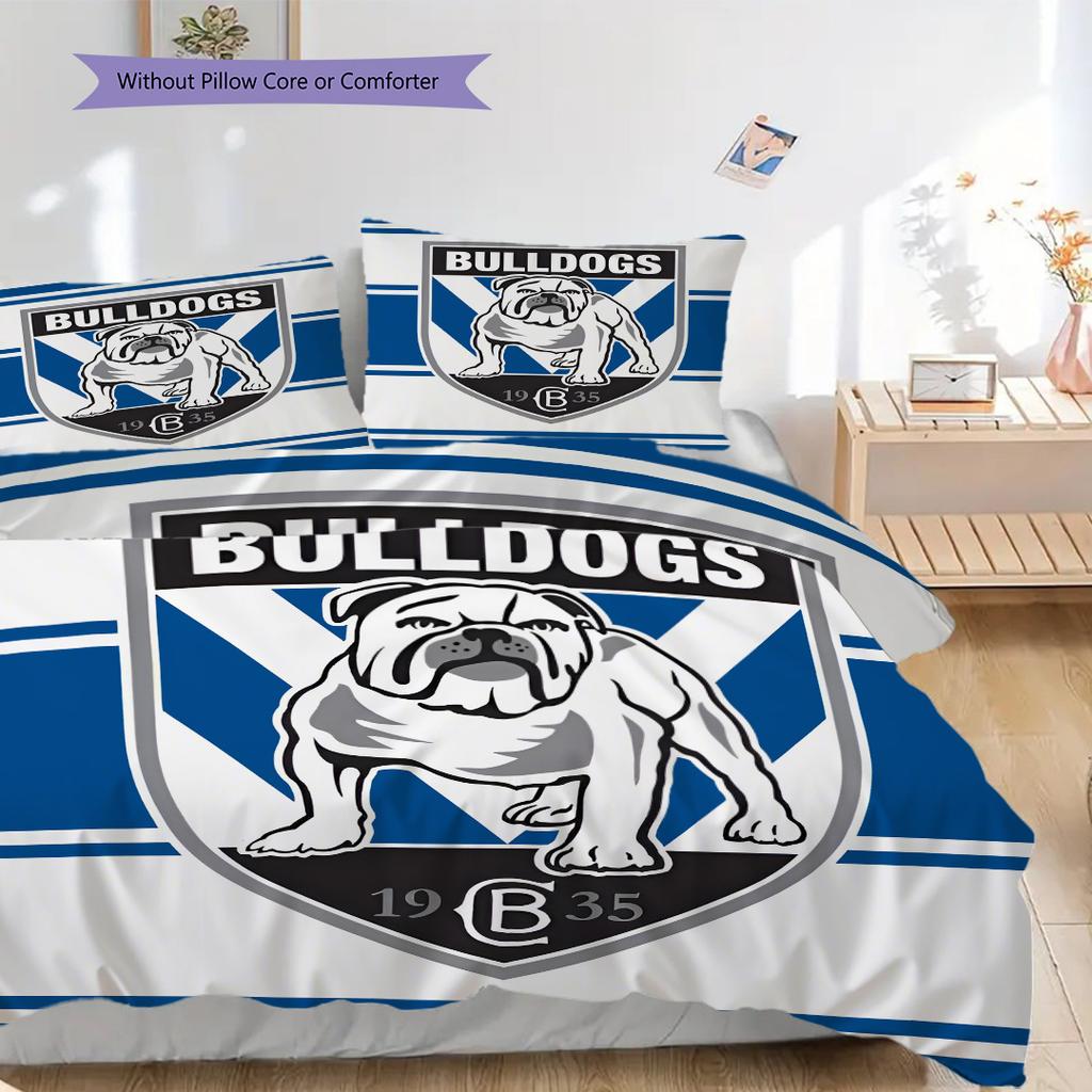 Canterbury Bulldogs Muster Bettwäsche Steppdecke Set Bettbezug Kissenbezug Heimdekoration Geburtstagsgeschenk (1 Bettbezug + 2 Kissenbezüge, ohne Füllung)