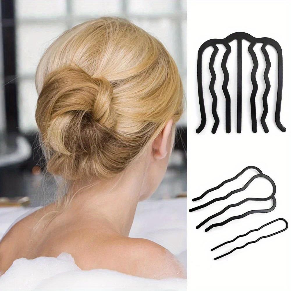Girls Black Metal Hair Fork Clip for Women Hair Pin Combs Messy Bun Hairpin Clip Side Combs Updo Sticks Hair Styling Tool
