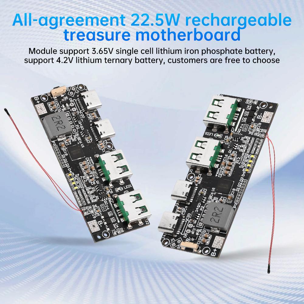 22.5W Quick Charging Mobile Power Module QC PD SCP Digital / LED Display Type-C USB Power Bank Circuit Board With NTC Sensor