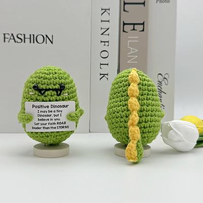 Niedliche handgewebte positive Energie Dinosaurier Ornamente Handgehäkelt Unterstützung Emotionaler Dinosaurier Heimzimmerdeko Weihnachtsgeschenke