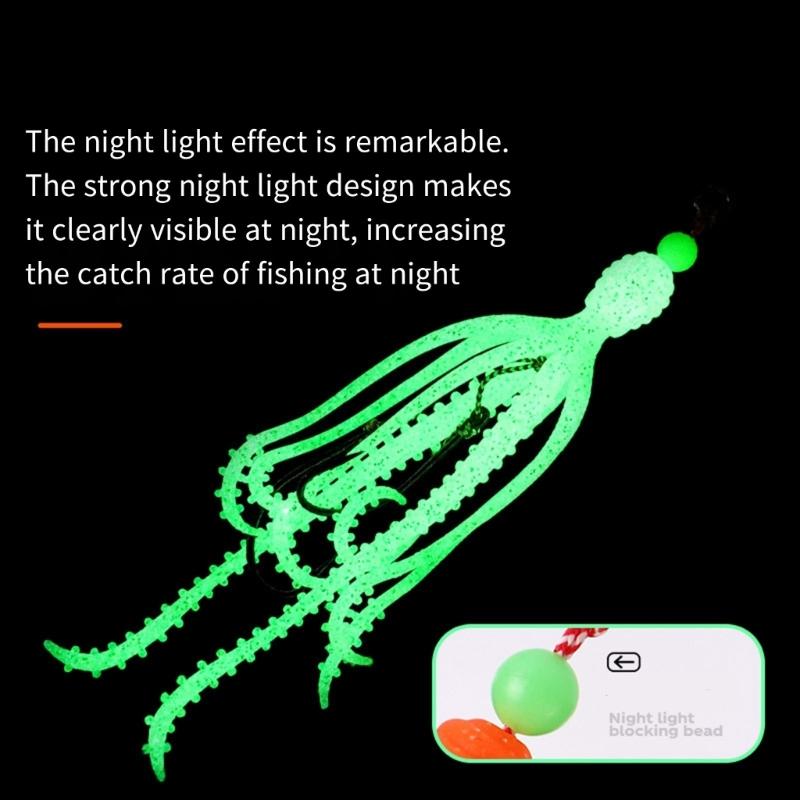 Fishing Tackle Sea Fishing Skirt Soft Lures with Double Barbed Hook Squid Skrit Lure 15cm 10g Artificial Baits