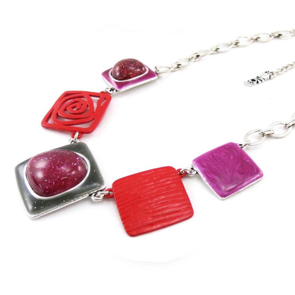NOA [J2751] - Designer Necklace 'Les Acidulés' Red Pink