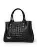 Aidrani Μοντέρνα γυναικεία τσάντα χειρός μεγάλης χωρητικότητας, μοτίβο κροκοδείλου, υλικό από δέρμα αγελάδας, μαύρο
