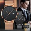 Mens fashion ultra-thin stainless steel watch sports and leisure quartz watch