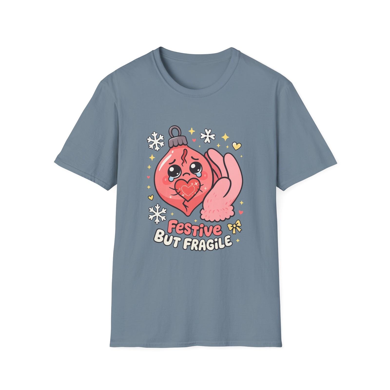 Unisex Softstyle T-Shirt Mens Womens Tees Top Kawaii Ornament Heart Snowflakes Stars Christmas 2XL