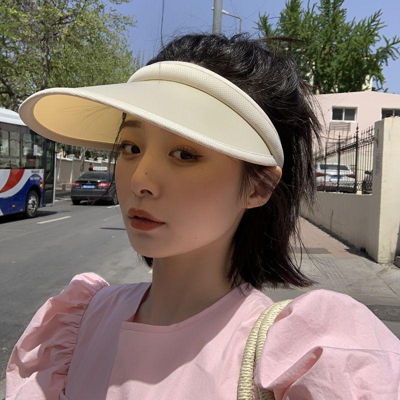 

The Same Style with Wanwan Original Sun Hat Female Summer Sun Hat UV Protection Topless Hat Sun Hat Beige Adjustable