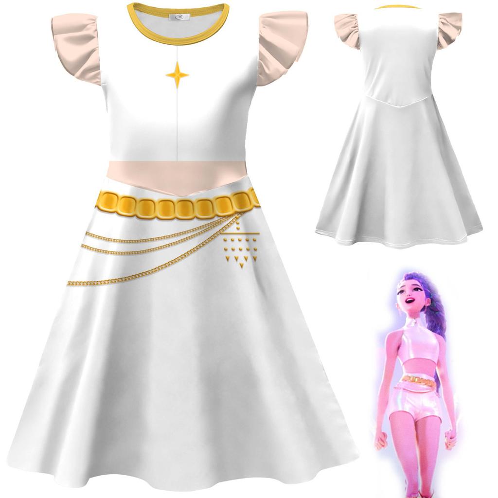 Cute Fashionable Flying Sleeve Dress Kpop Witch Hunting Group Cosplay Children's Dress Little Girl Princess Dress