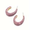 European and American retro fashion metal simple c-type inlaid diamond earrings women's color crystal glue earrings