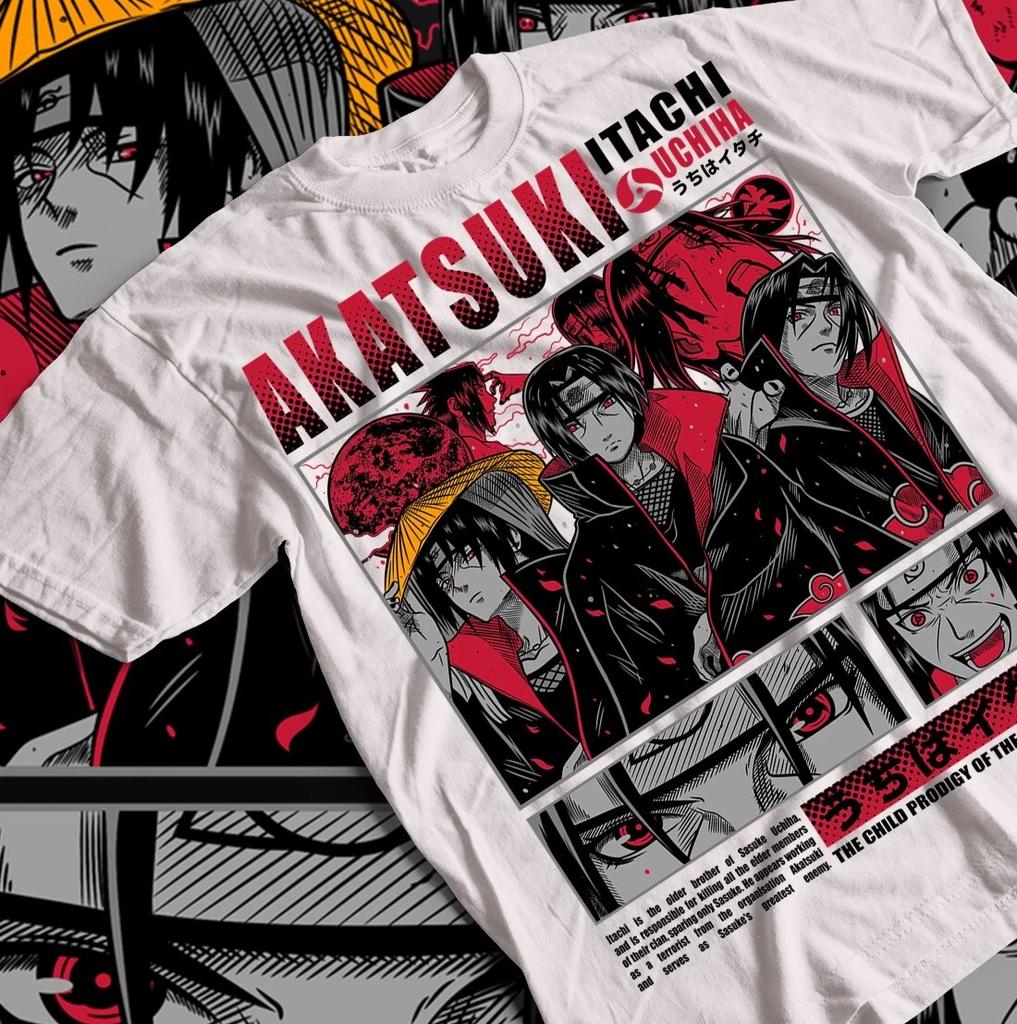 T-shirt Itachi Uchiha Naruto Shippuden Stile Anime Manga Giapponese Tutte le Taglie