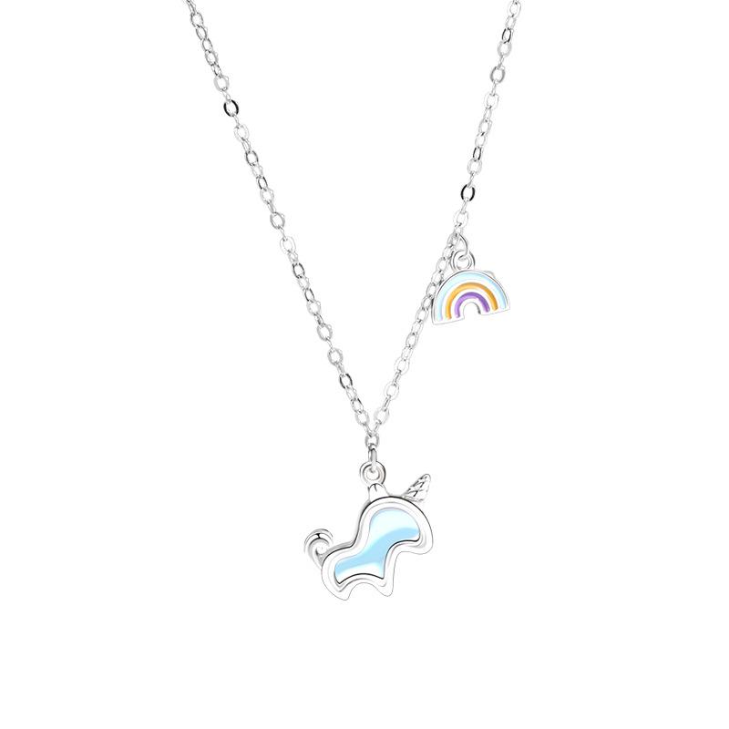 Rainbow Unicorn Necklace Women's Versatile Light Luxury Niche Design High-end Accessories