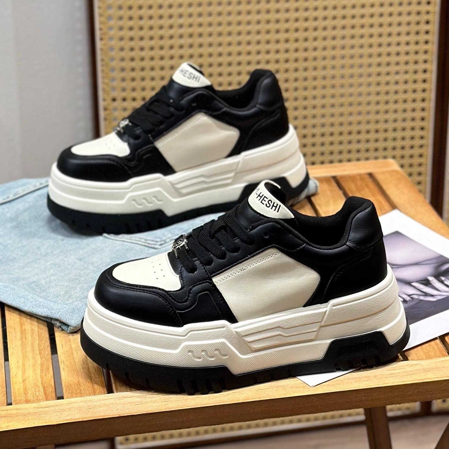 

Gu Yunshu Маленькие белые туфли женские 2024 новые туфли с маленькой пандой для увеличения роста повседневные туфли на шнуровке осенние туфли для женщин 35 чёрный