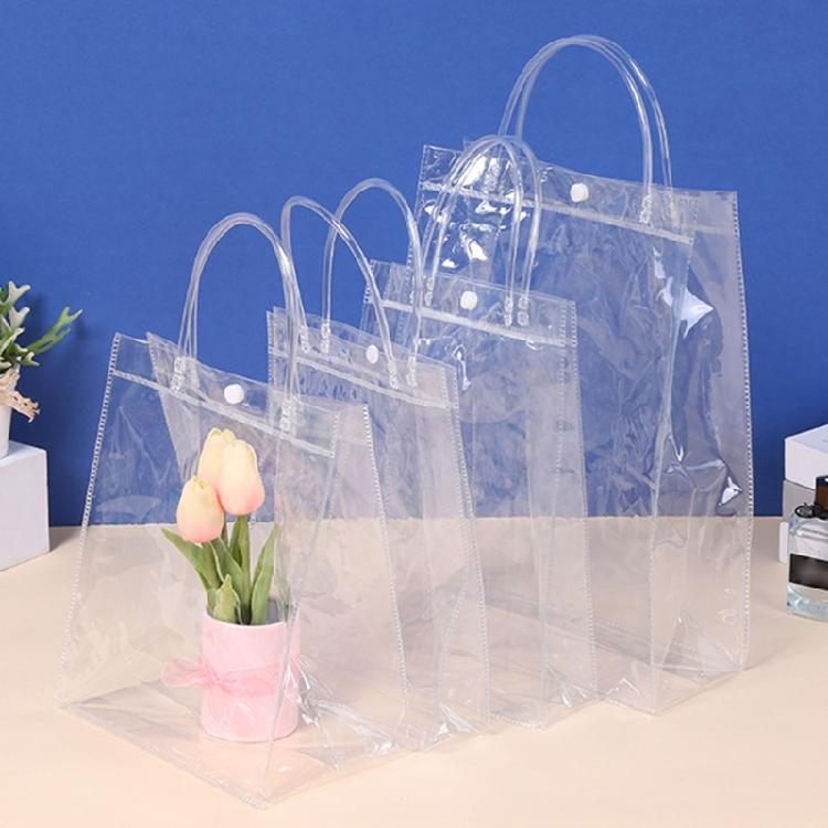 Clear PVC Gift Bag with Handle Reusabled Transparnt Gift Wrap/Shopping Bag