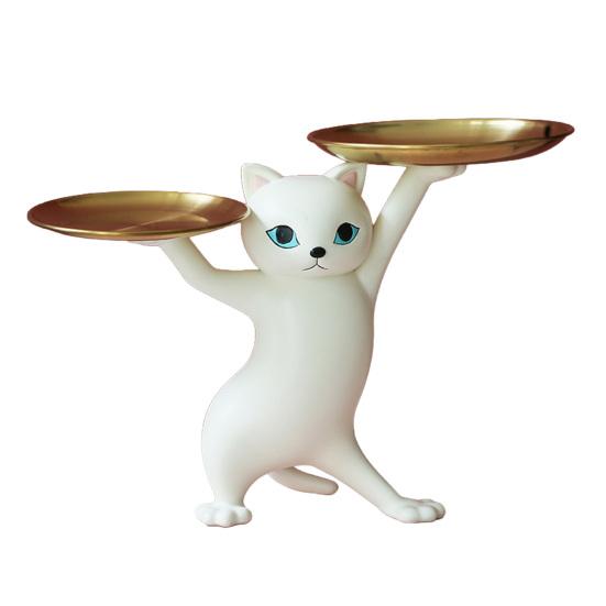 Dancing Cat Animation Resin Figure Creative Cartoon Sand Sculpture Cat Ornament for Living Room Housewarming