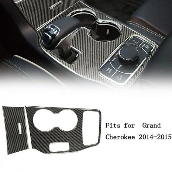 Carbon Fiber Console Gear Shift Box Panel Cover Trim For Grand Cherokee 14-15
