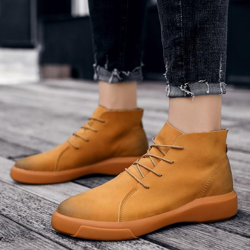 Luxury Brand Winter Fur Warm Chelsea Men Fashion Vintage Lace Up Ankle Boots Tendon Sole Wear Work Boots Outdoor Soft Sole Boots