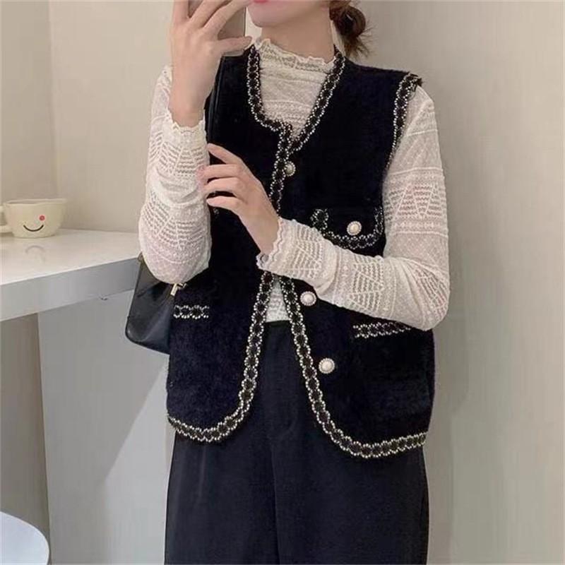 

French small fragrant jacket new celebrity temperament imitation mink knitted cardigan women s autumn and winter high sense fashion foreign style 47-292 (one size)