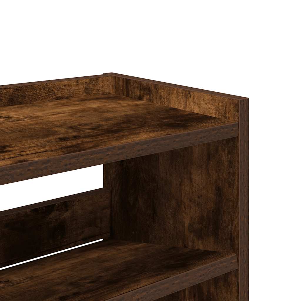 Shoe Rack Smoked Oak Finish 31.5 x 9.8 x 39.4 in (80 x 25 x 100 cm) Engineered Wood